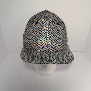 Grassroots California Limited Edition Holographic Silver Geometric Snapback Hat